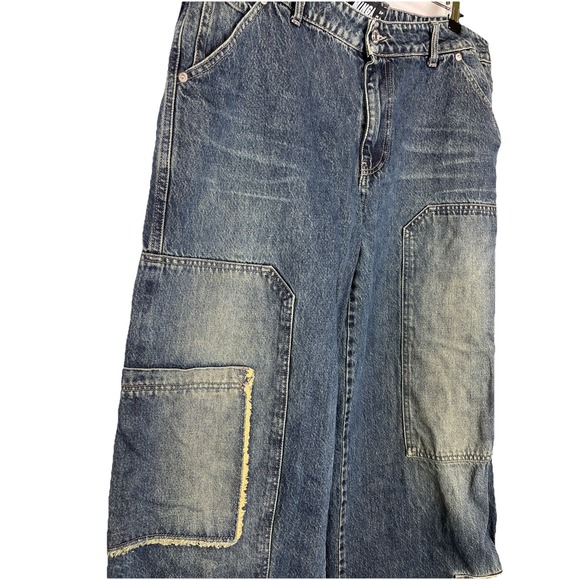 MINGA London Wide Leg‎ Cargo Jeans Y2K Grunge Baggy Unisex 34/30 - Picture 3 of 8